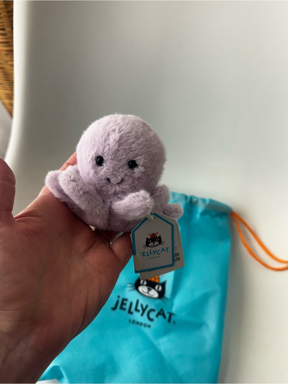 Jellycat Fluffy Octopus Tiny Plush Lavender Authentic NWT + Dust Bag - Picture 4 of 9